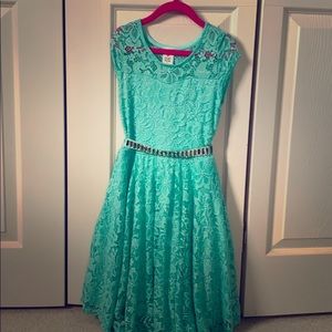 Girl Cap Sleeve Lace Skater Flower Girls Dresses